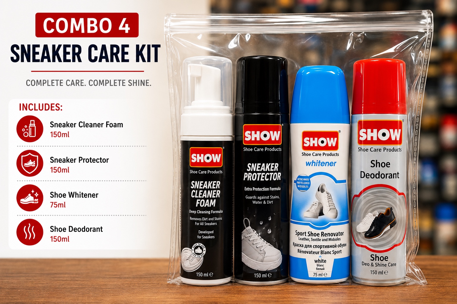 SHOW shoe care products available at FiftySeven Businesses
